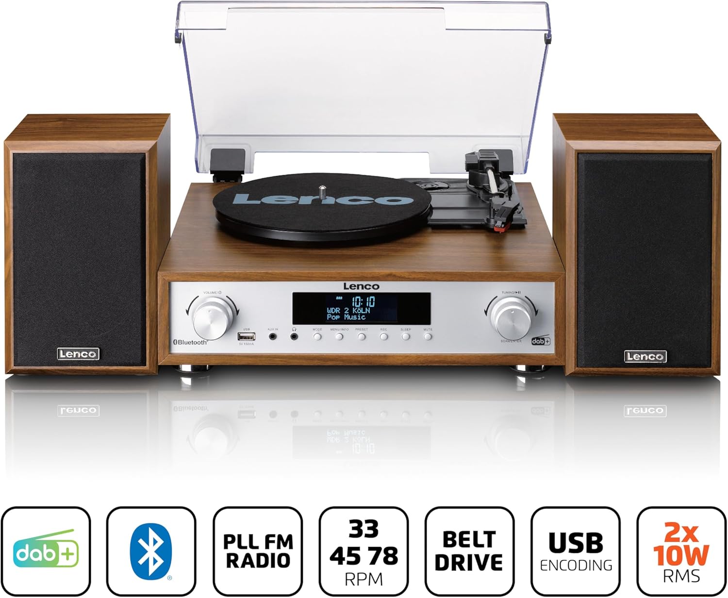 LENCO - HiFi stereoanlæg med pladeafspiller, DAB+/FM-radio og Bluetooth® - Træ - FRI FRAGT - Billede 3